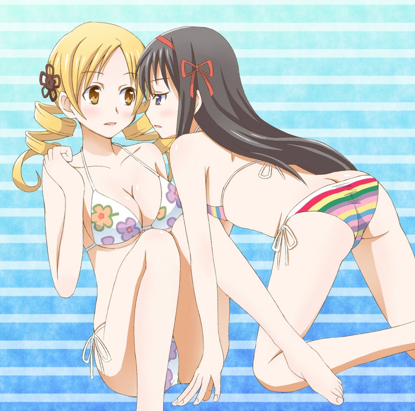 akemi homura and tomoe mami (mahou shoujo madoka magica) drawn by ma_tsukasa