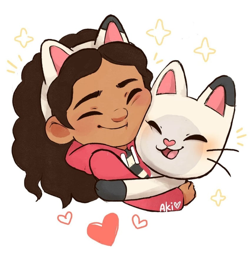 pandy and gabby (gabby's dollhouse) drawn by amber_aki_huang