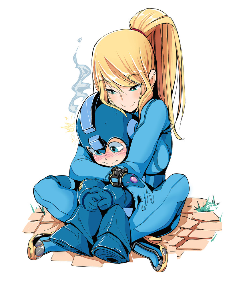 samus aran and mega man (super smash bros. and 2 more) drawn by nisego