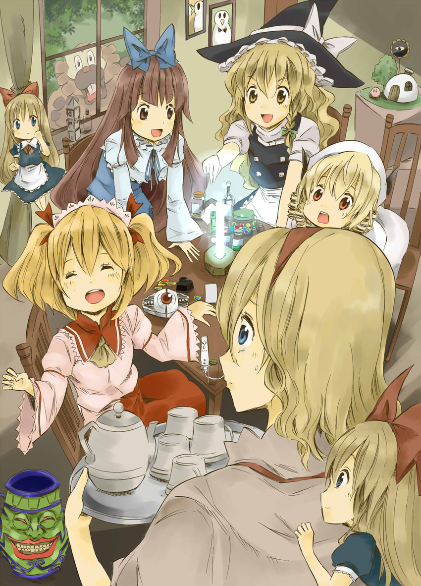 kirisame marisa, alice margatroid, shanghai doll, kirby, star sapphire, and 6 more (touhou and 10 more) drawn by eichi_(0903275)