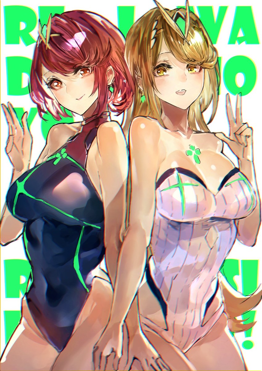 pyra and mythra (xenoblade chronicles and 1 more) drawn by signo_aaa