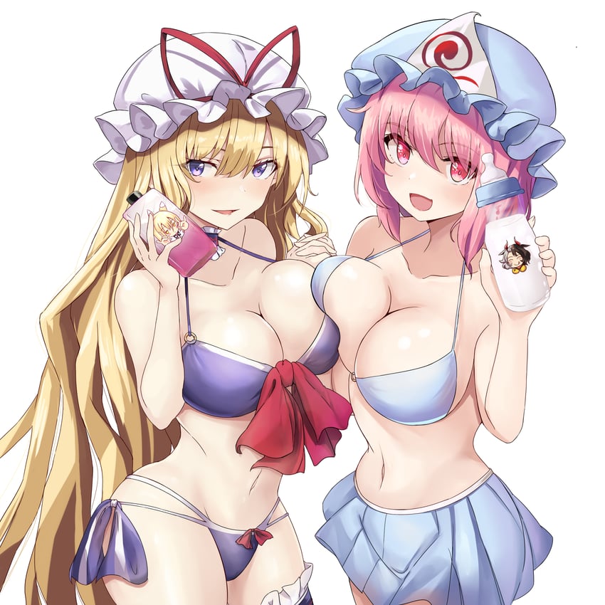 yakumo yukari, saigyouji yuyuko, kudamaki tsukasa, and ushizaki urumi (touhou) drawn by i.f.s.f