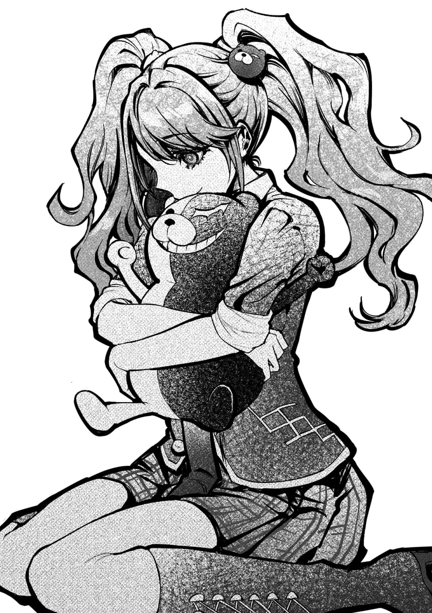 enoshima junko and monokuma (danganronpa and 1 more) drawn by sakayama_shinta