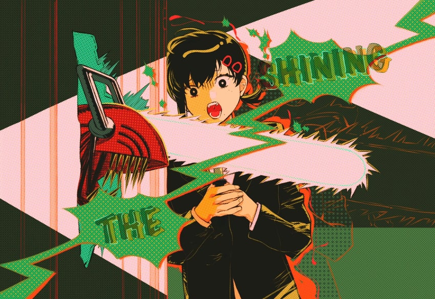 denji and higashiyama kobeni (chainsaw man and 1 more) drawn by tuzaixia