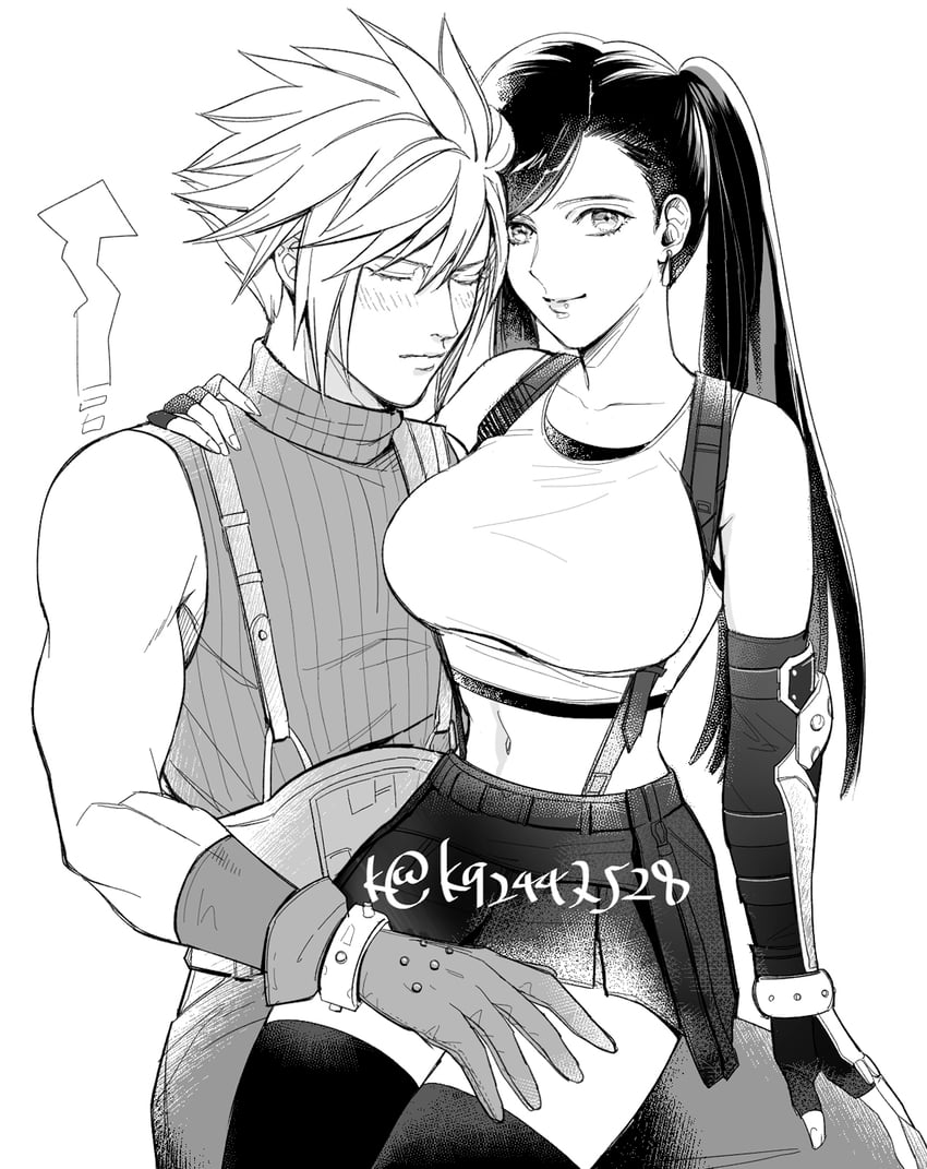tifa lockhart and cloud strife (final fantasy and 2 more) drawn by mugikoma