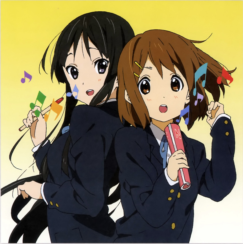 akiyama mio and hirasawa yui (k-on!) drawn by horiguchi_yukiko