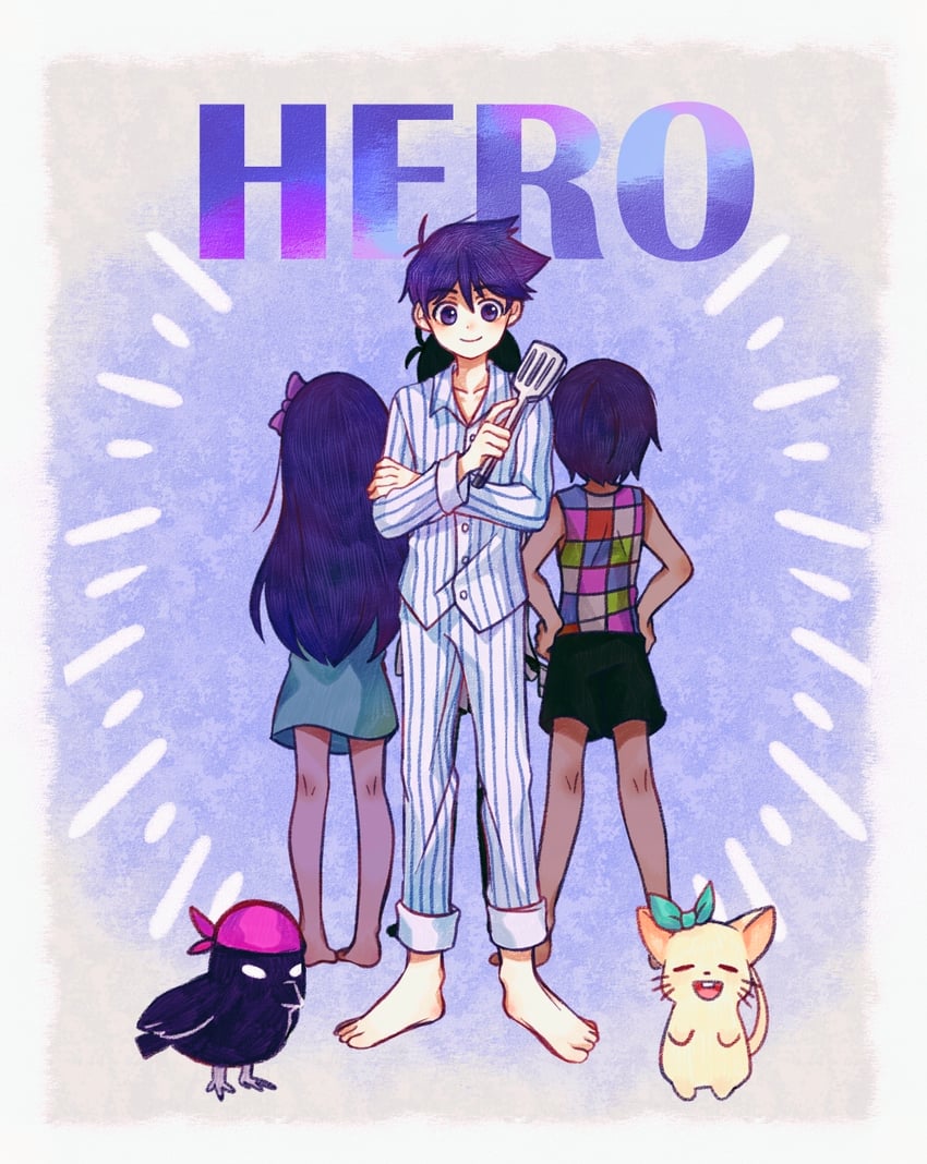 omori, aubrey, kel, hero, ems, and 1 more (omori) drawn by linglanjunying