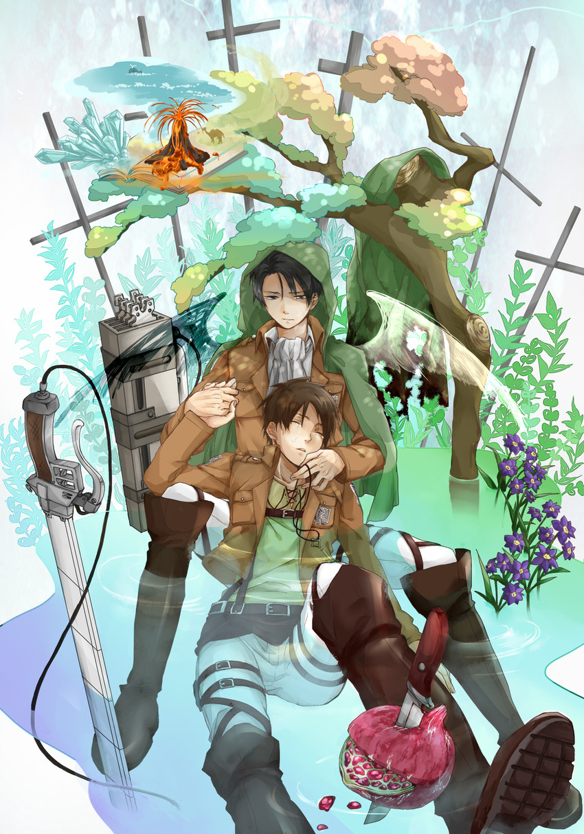 eren yeager and levi (shingeki no kyojin) drawn by 96nagoro