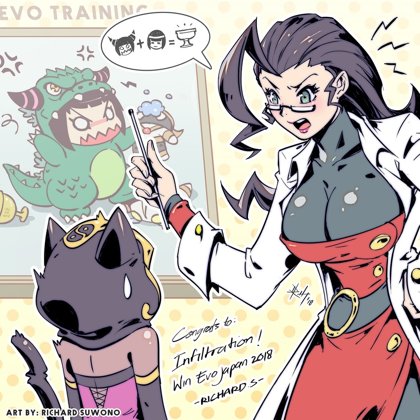 han juri, godzilla, menat, rose, and infiltration (street fighter and 3 more) drawn by richard_suwono