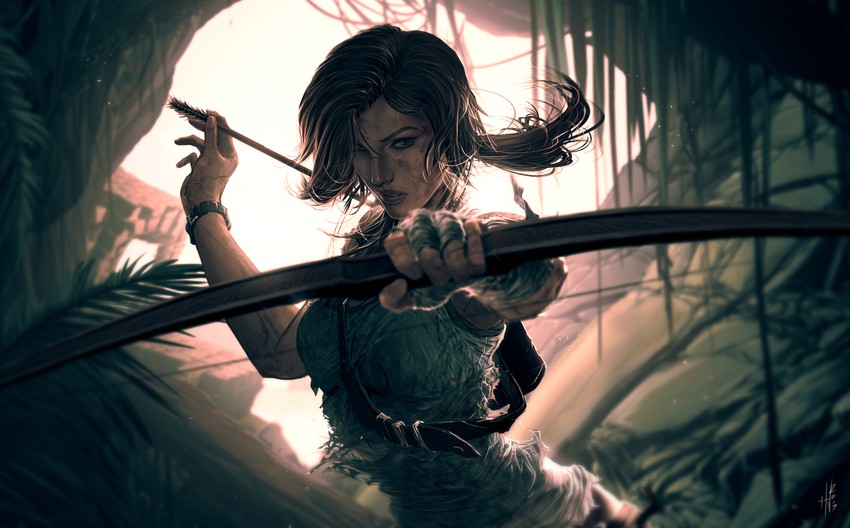 lara croft (tomb raider) drawn by hue_vang