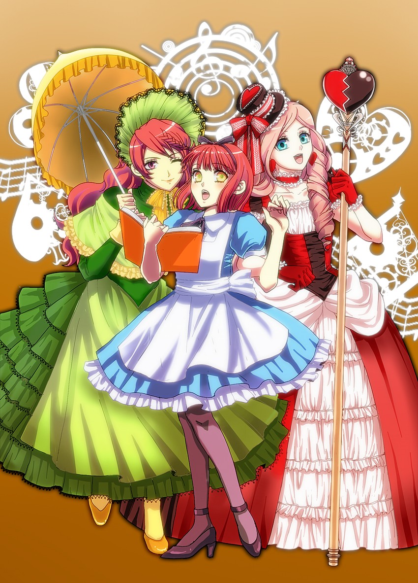 alice, nanami haruka, queen of hearts, tsukimiya ringo, and shibuya tomochika (alice's adventures in wonderland and 1 more) drawn by natumisena