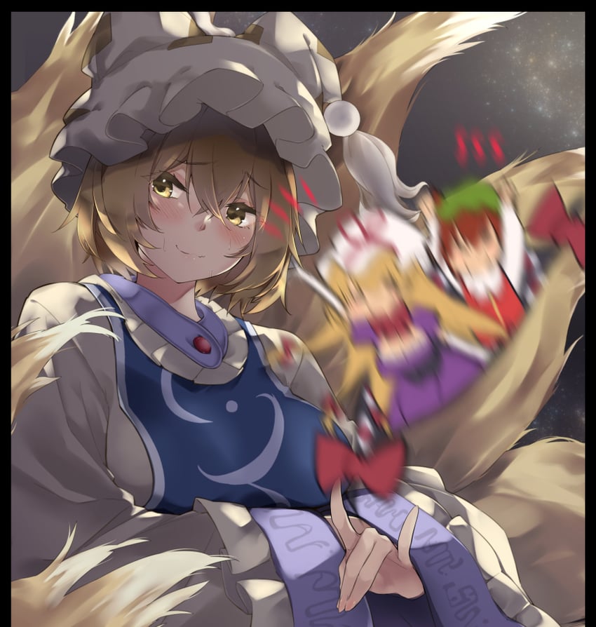 yakumo yukari, yakumo ran, and chen (touhou) drawn by meji_aniki