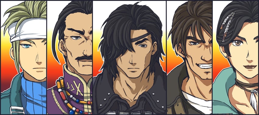 geddoe, queen, jacques, ace, and joker (gensou suikoden and 1 more) drawn by ryuka_123