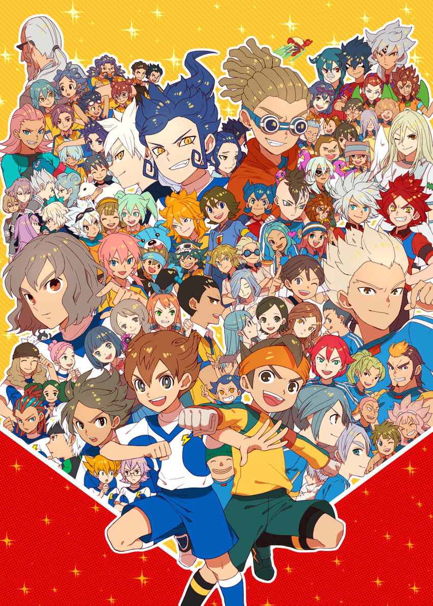 kirino ranmaru, shindou takuto, kariya masaki, afuro terumi, kazemaru ichirouta, and 82 more (inazuma eleven go and 3 more) drawn by hs2