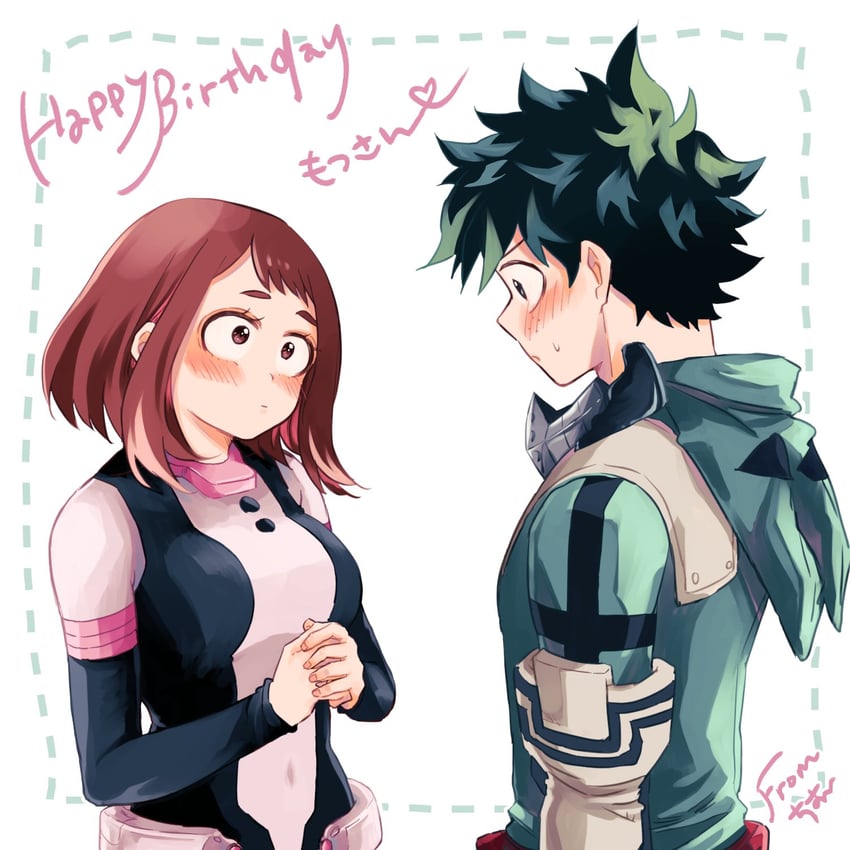 midoriya izuku and uraraka ochaco (boku no hero academia) drawn by tabetai_omochi