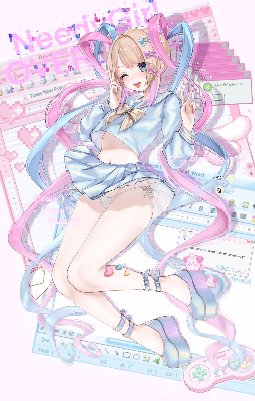 chouzetsusaikawa tenshi-chan, hello kitty, and cleffa (pokemon and 6 more) drawn by hiruchii_(hiruruchyan)