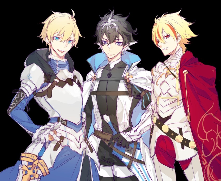 arthur pendragon, charlemagne, and richard i (fate and 5 more) drawn by krab_(fumekrab)