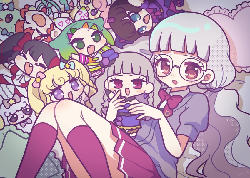 kurosu aroma, shiratama mikan, yumekawa yui, gaaruru, nijiiro nino, and 5 more (pretty series and 2 more) drawn by koyoshi_yoko