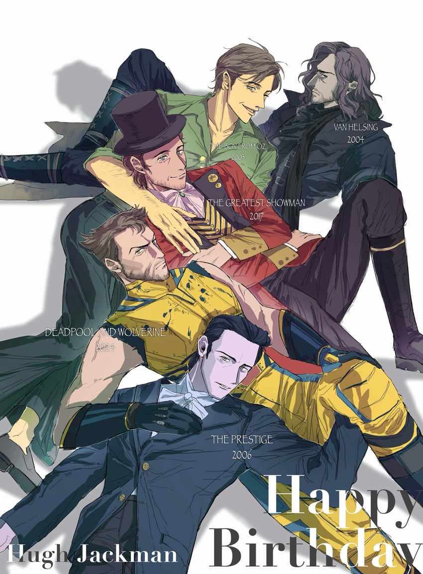 wolverine, hugh jackman, rupert angier, gabriel van helsing, p.t. barnum,  and 1 more (marvel and 8 more) drawn by crutch_c | Danbooru