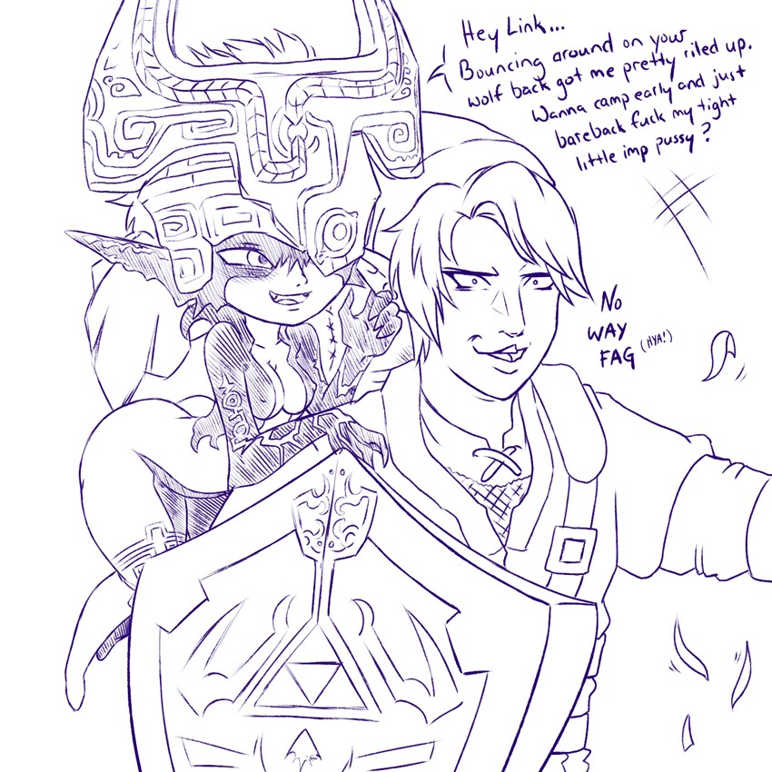 link and midna (the legend of zelda and 1 more) drawn by plague_of_gripes