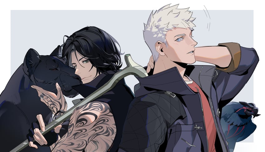 nero, v, griffon, and shadow (devil may cry and 1 more) drawn by warsong_zhange