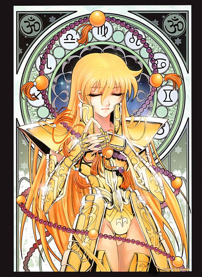 virgo shaka (saint seiya) drawn by future_studio_(artist) and mu_fengchun