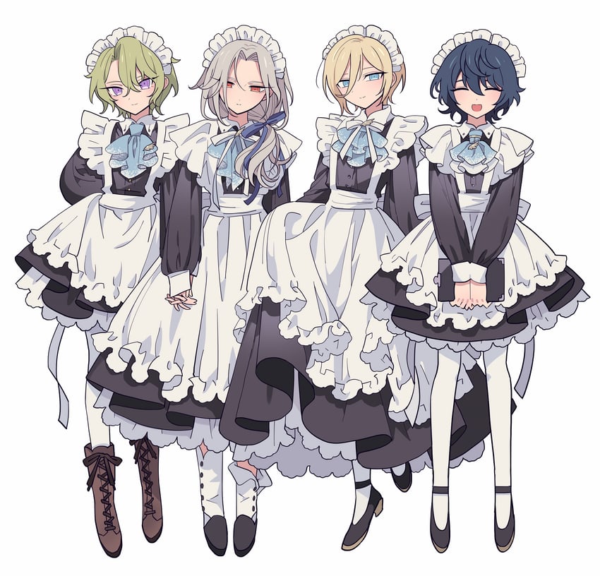 tenshouin eichi, ran nagisa, tomoe hiyori, and aoba tsumugi (ensemble stars!) drawn by meremero