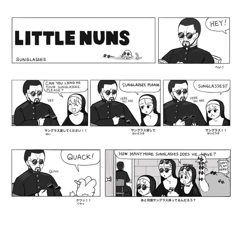clumsy nun, froggy nun, spicy nun, and father (little nuns) drawn by diva_(hyxpk)
