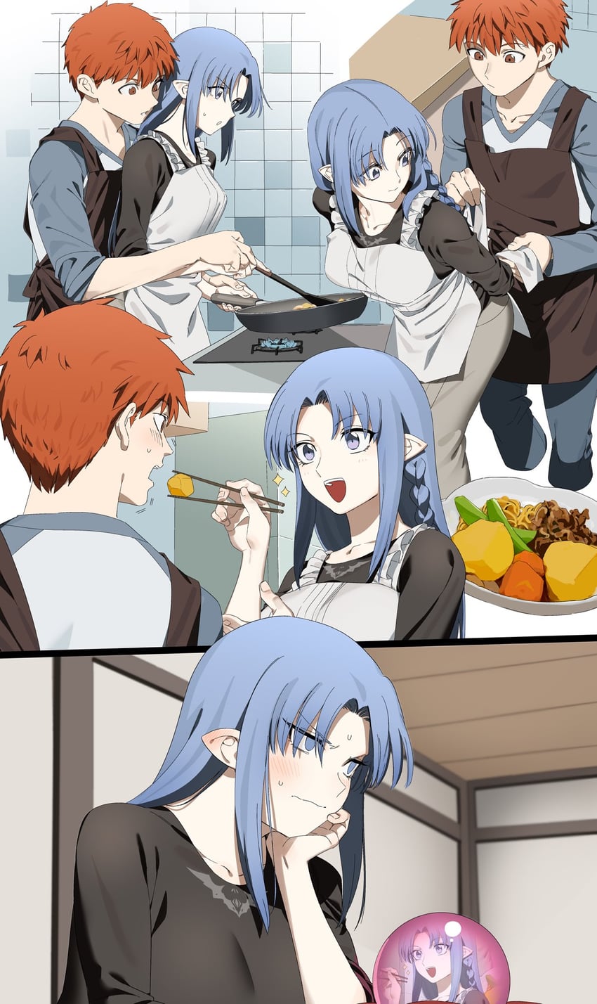 emiya shirou and medea (fate and 2 more) drawn by rasupekuto