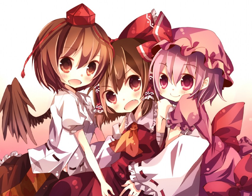 hakurei reimu, remilia scarlet, and shameimaru aya (touhou) drawn by kusada_souta