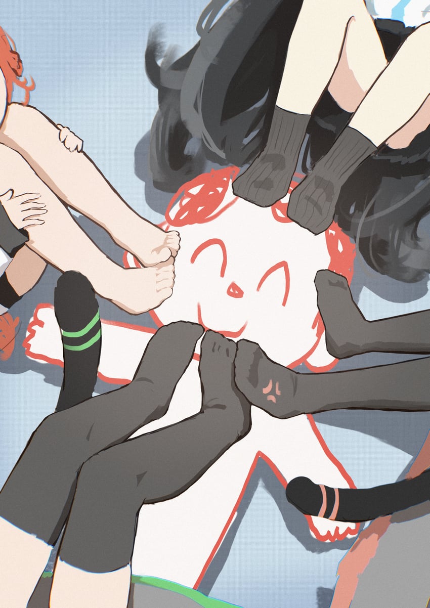 sensei, doodle sensei, aris, momoi, midori, and 1 more (blue archive) drawn by chack520