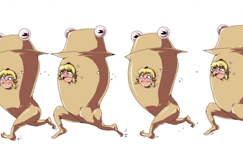 moriya suwako and pyonta (touhou) drawn by abiko_zyozi