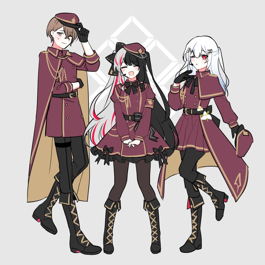 yorumi rena, hakase fuyuki, and kagami hayato (nijisanji) drawn by waka_(wk4444)