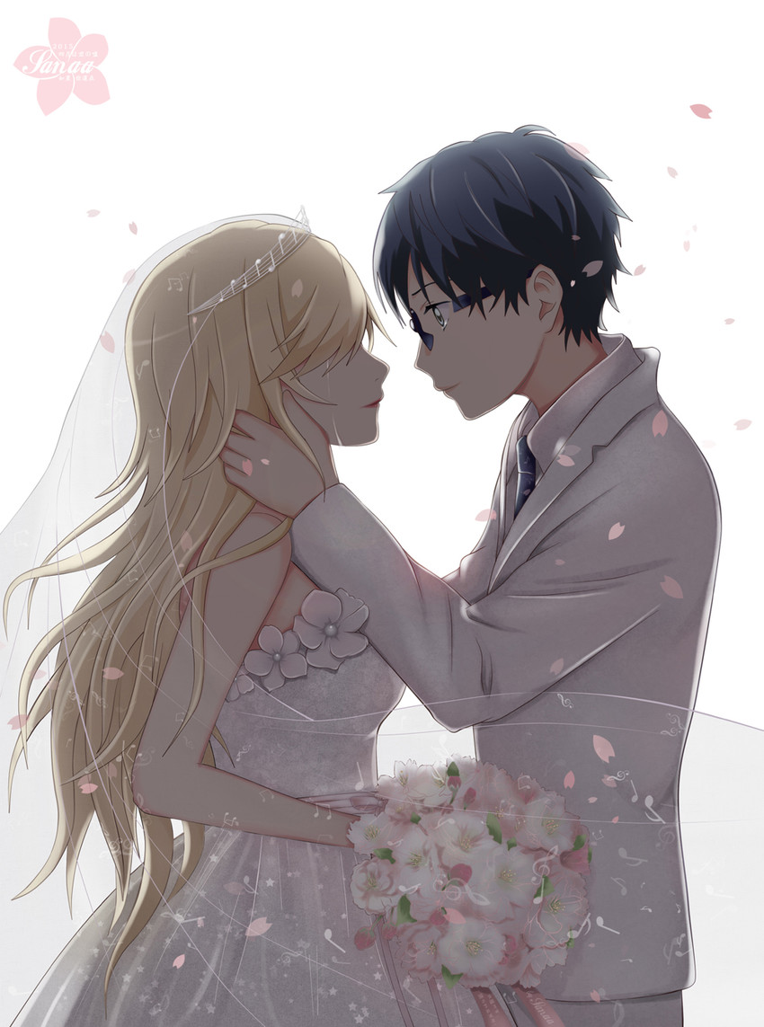 miyazono kawori and arima kousei (shigatsu wa kimi no uso) drawn by sanaa