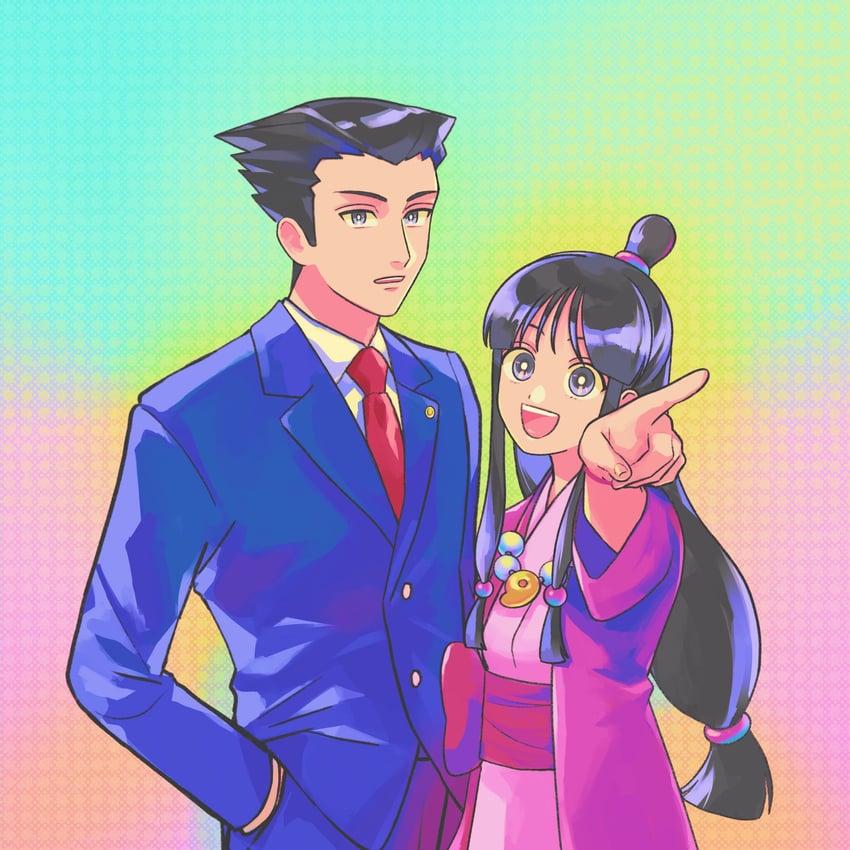 phoenix wright and maya fey (ace attorney) drawn by sharp911