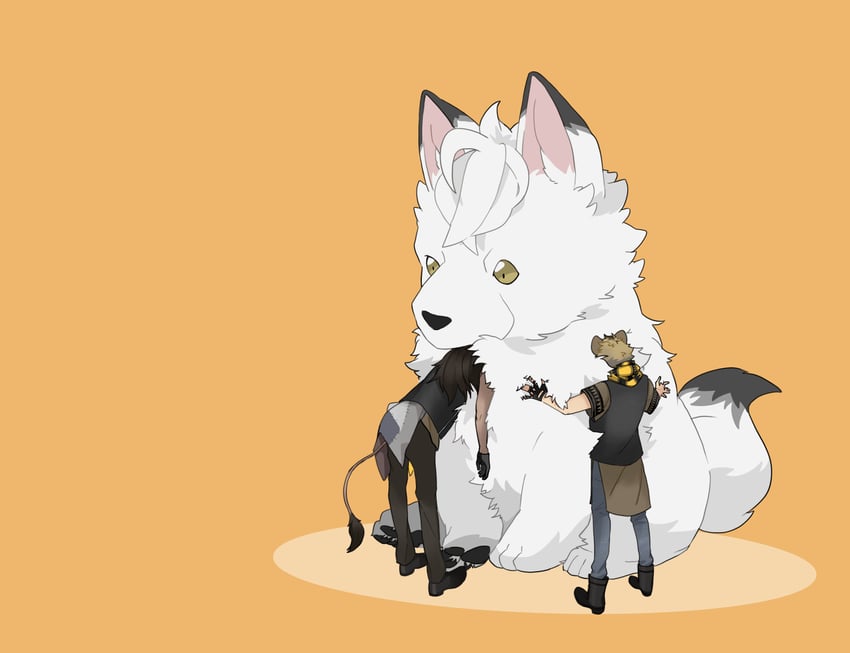 leona kingscholar, ruggie bucchi, and jack howl (twisted wonderland) drawn by raccoonlot