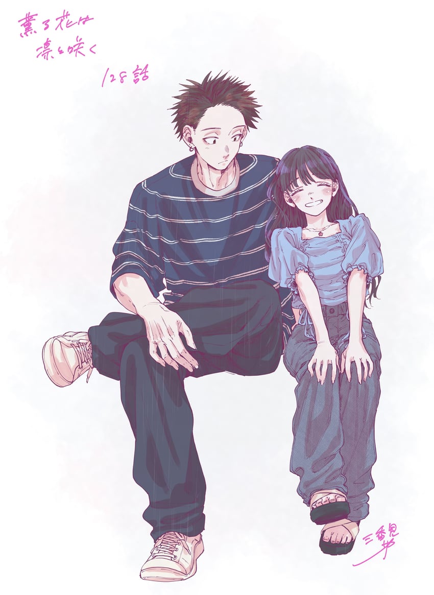 waguri kaoruko and tsumugi rintarou (kaoru hana wa rin to saku) drawn by mikami_saka