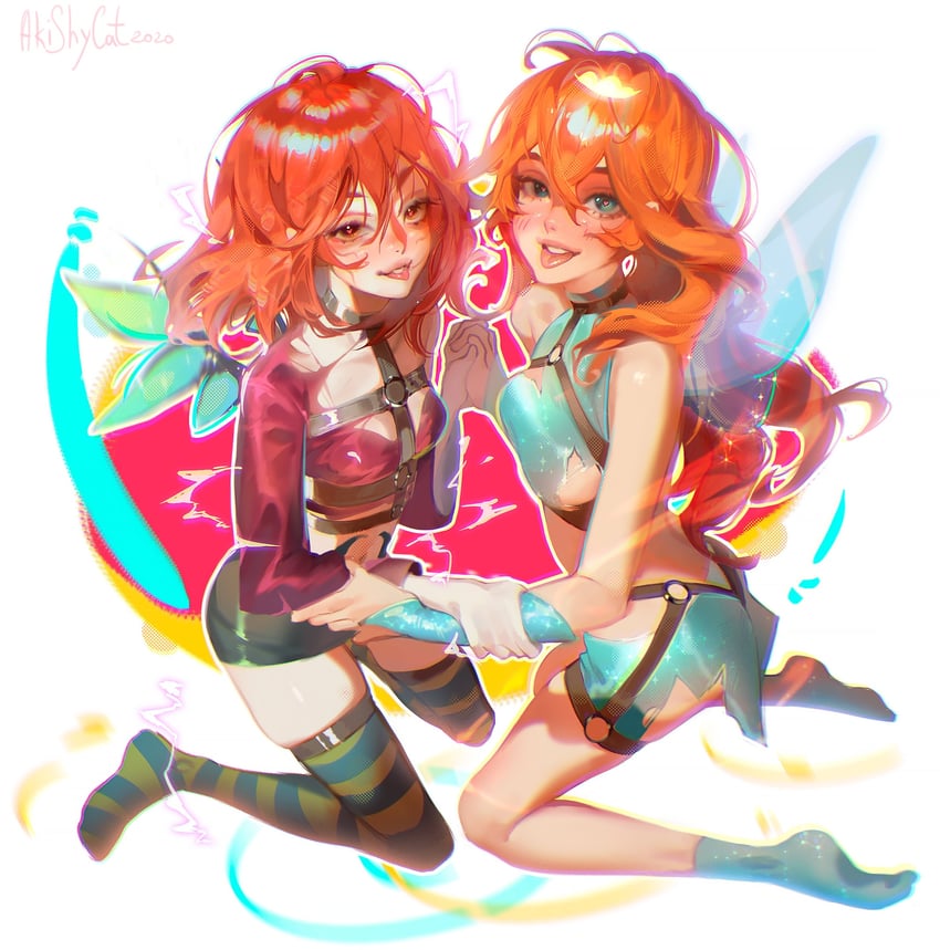 bloom and will vandom (winx club and 1 more) drawn by akishycat