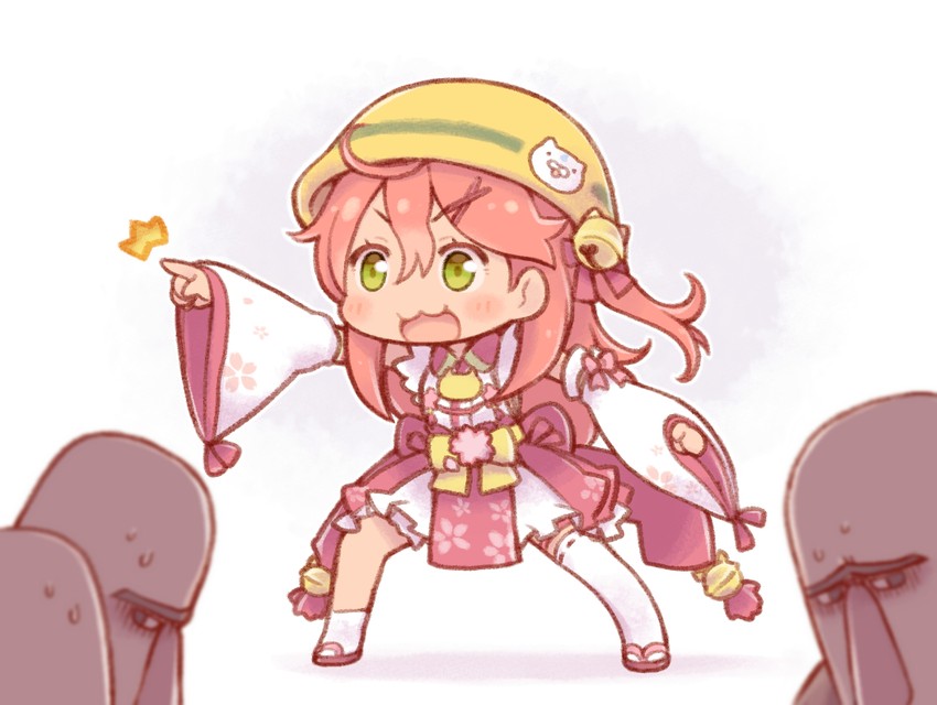 sakura miko, 35p, and villager (hololive and 1 more) drawn by kuro_(kuroneko_no_kanzume)