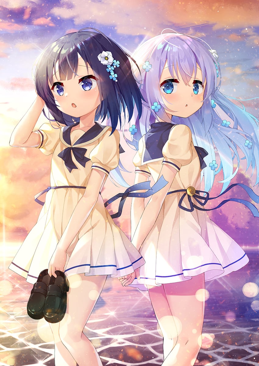 kafuu chino and fuiba fuyu (gochuumon wa usagi desu ka?) drawn by taku_michi