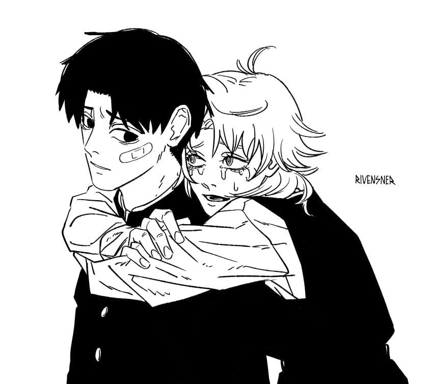 famine devil and bandaid boy (chainsaw man) drawn by rivensner