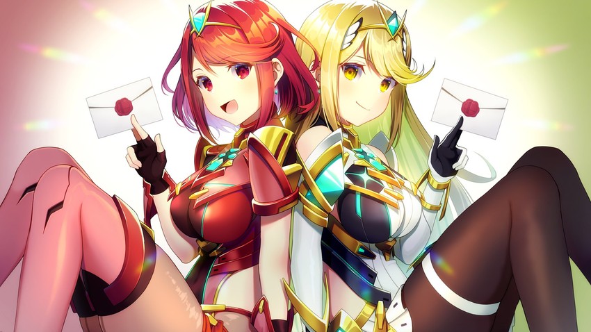 pyra and mythra (xenoblade chronicles and 2 more) drawn by minamo25