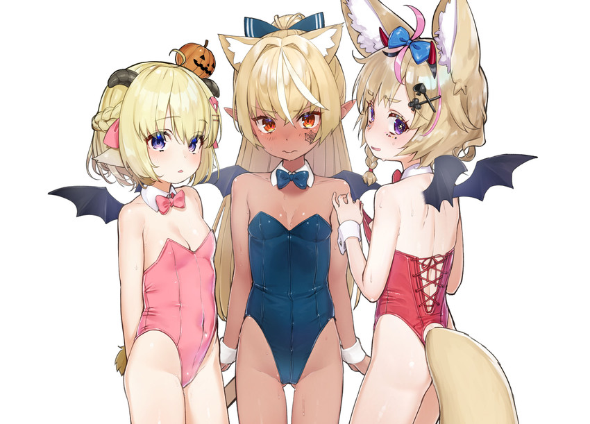 shiranui flare, tsunomaki watame, and omaru polka (hololive) drawn by oshiruko_(oshiruco_212048)