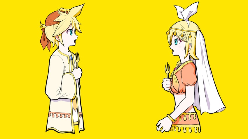 kagamine rin and kagamine len (vocaloid and 1 more) drawn by pinocchio-p