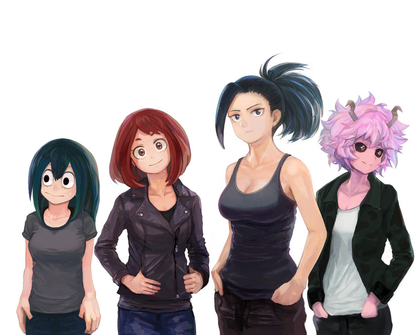 uraraka ochaco, asui tsuyu, yaoyorozu momo, and ashido mina (boku no hero academia) drawn by pan_(stpda)