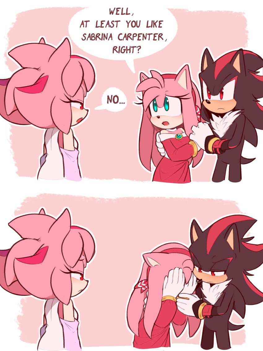 shadow the hedgehog, amy rose, sabrina carpenter, and maria the hedgehog (original and 1 more) drawn by toonsite