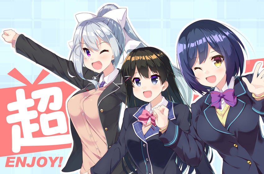 tsukino mito, higuchi kaede, and shizuka rin (nijisanji) drawn by hoppege