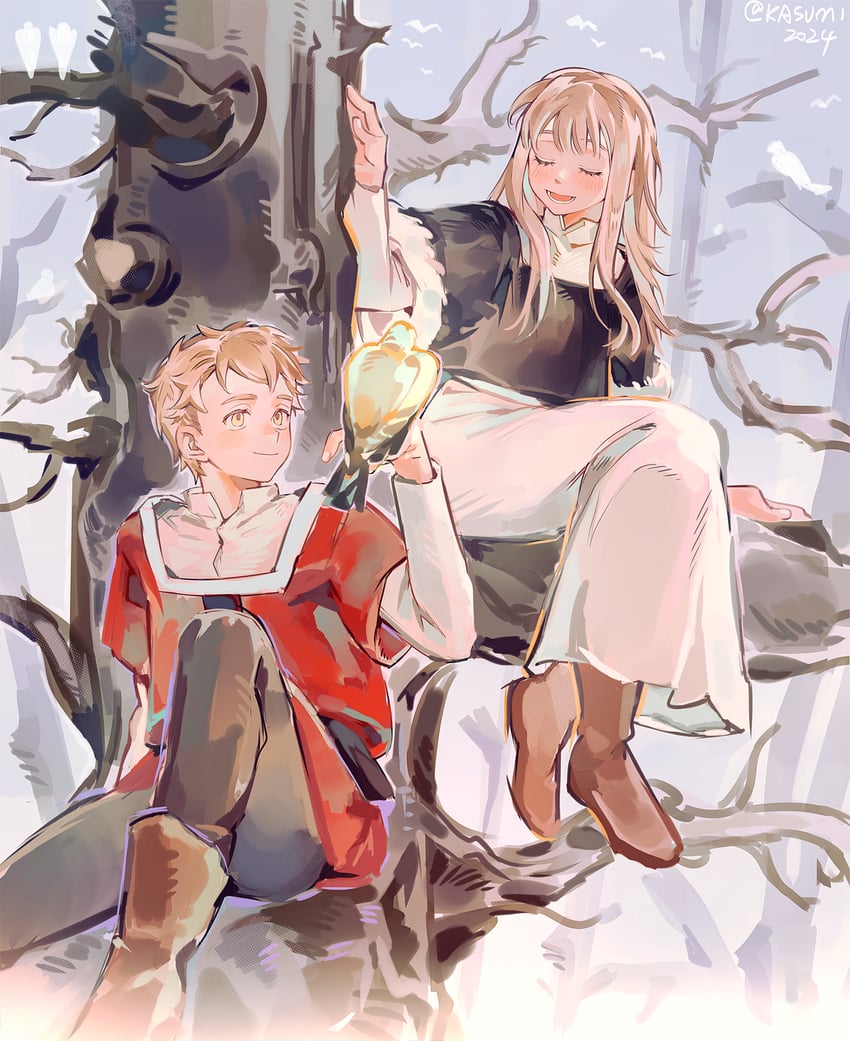 falin touden and laios touden (dungeon meshi) drawn by kasumi007
