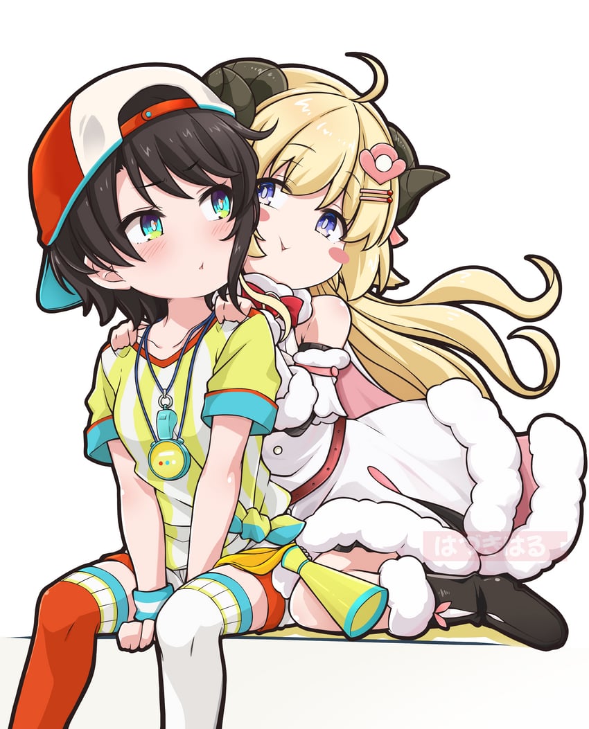 oozora subaru and tsunomaki watame (hololive) drawn by hazuki_haru