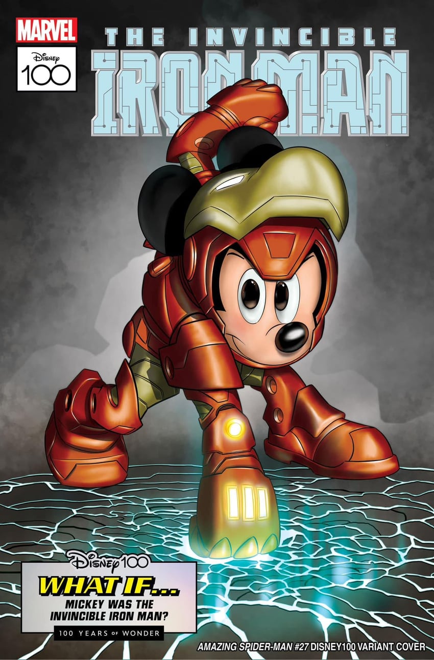 iron man and mickey mouse (marvel and 3 more) drawn by claudio_sciarrone